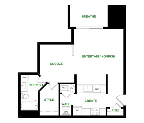 Our Studio 1 Bathroom Floor Plan